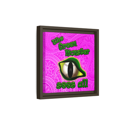 green monster - framed canvas art (pink swirl)