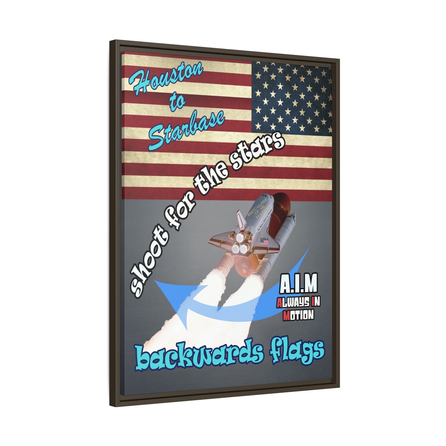 shoot for the stars - framed canvas art (grey-light grey)