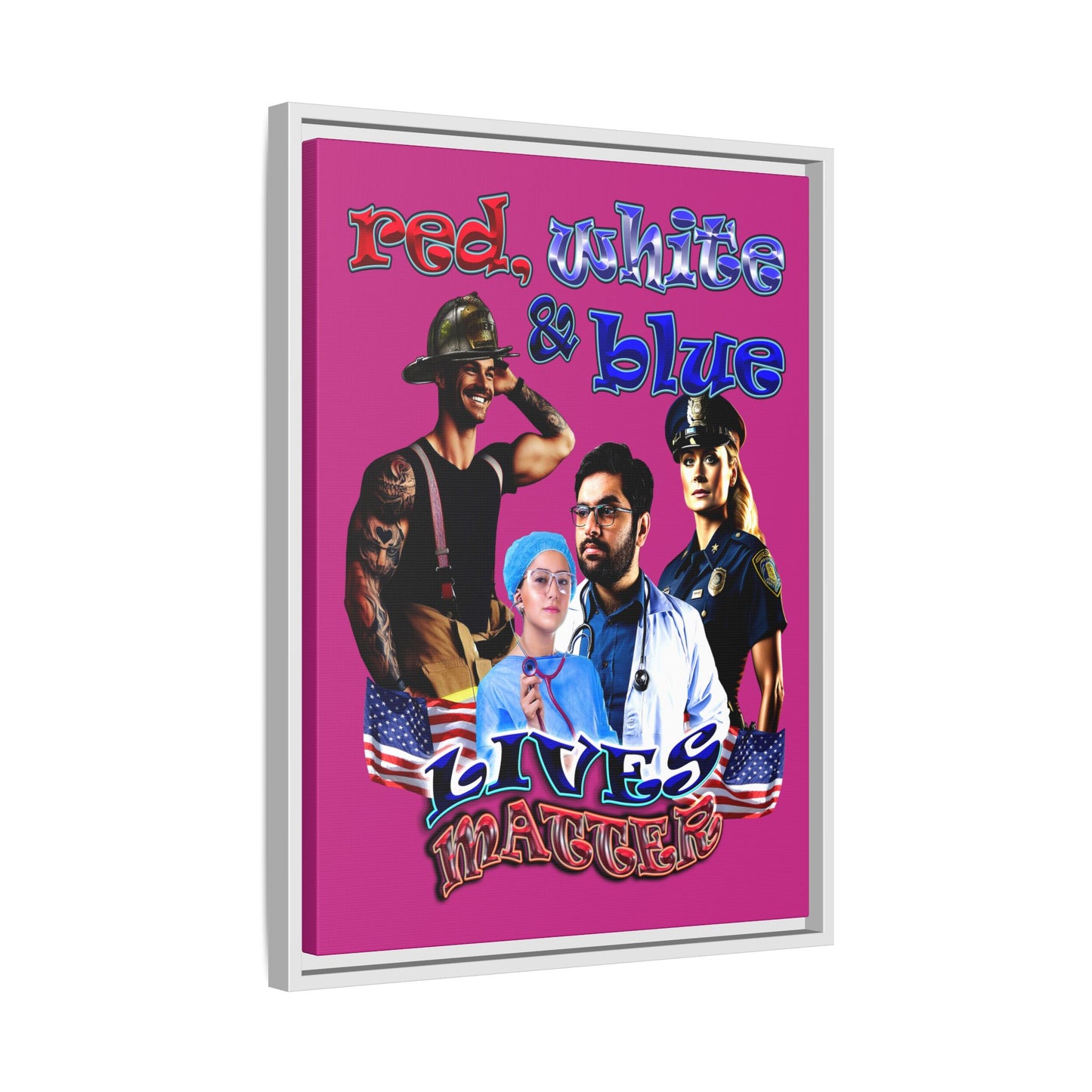 rw&b lives matter - framed canvas art (pink)