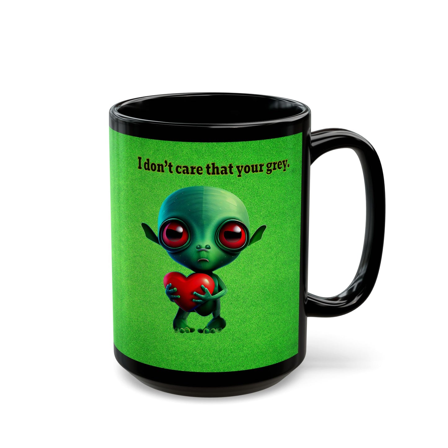 I don't care that your grey - Black Mug (green turf)