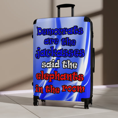 donkeys and elephants - Suitcase (blue-white wave)