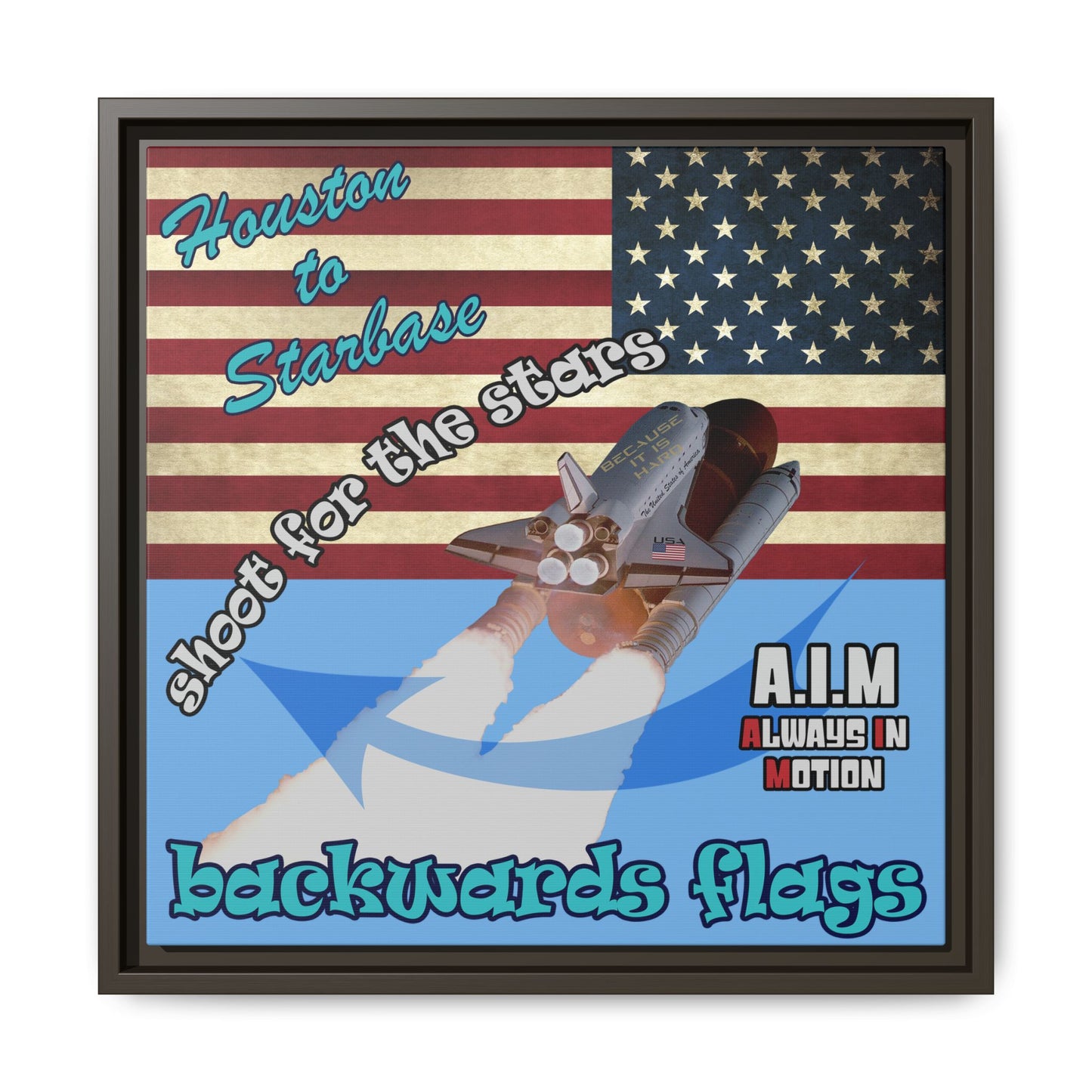 shoot for the stars - framed canvas art (light blue)