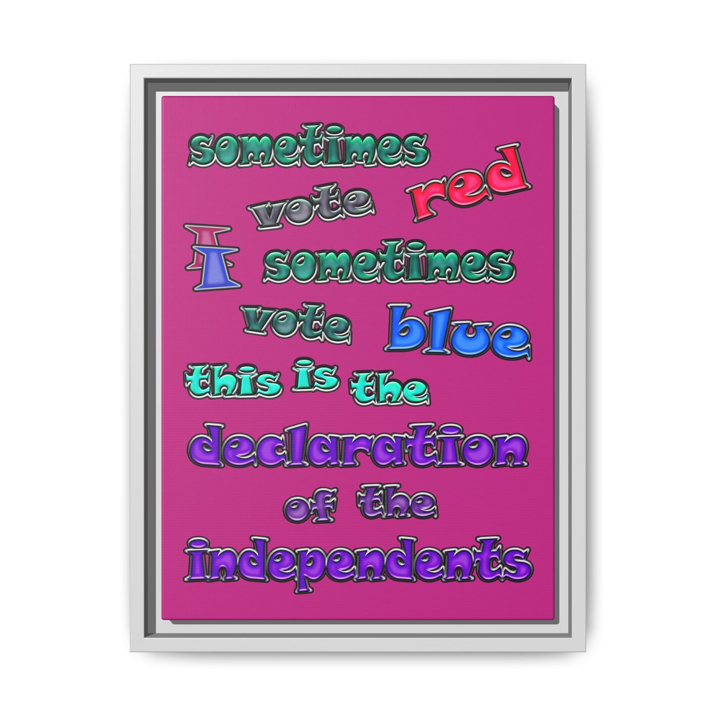 declaration of the independents - framed canvas art (pink)