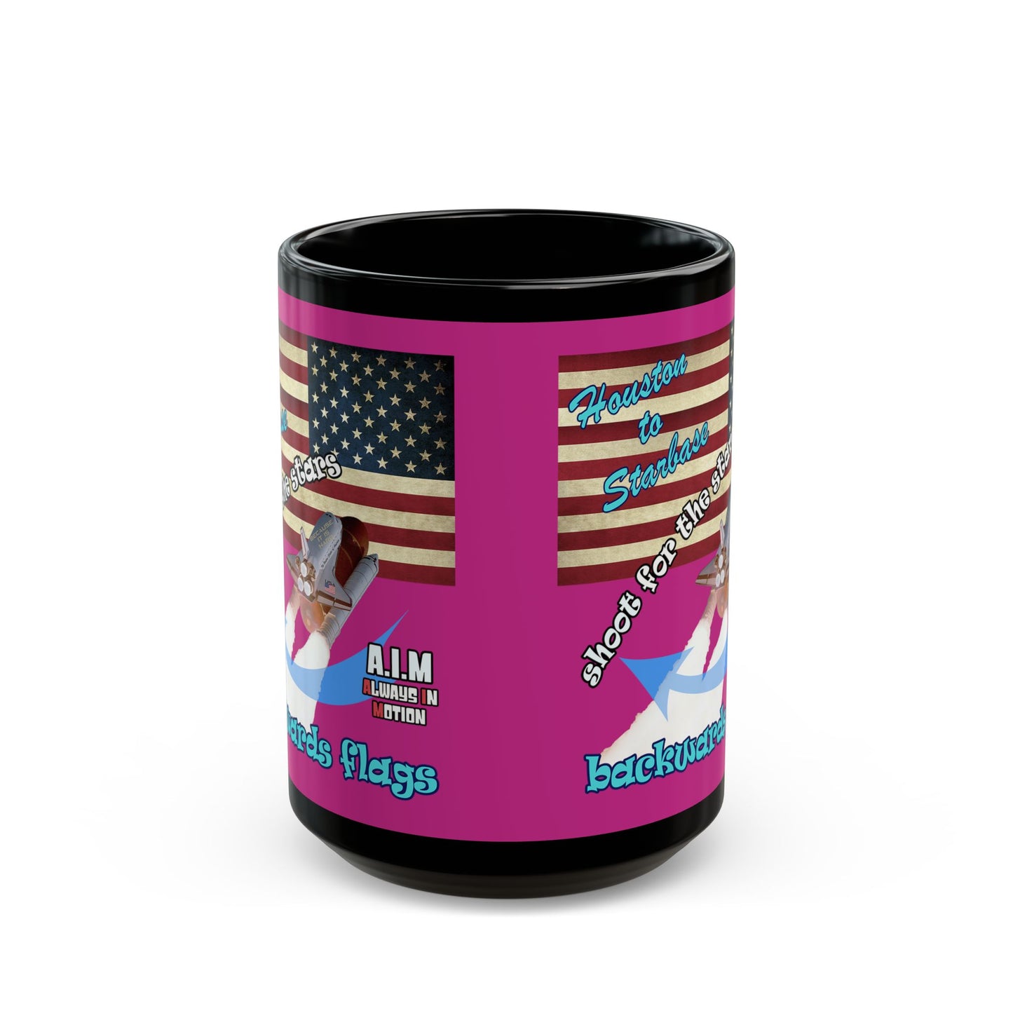 shoot for the stars - Black Mug (pink)