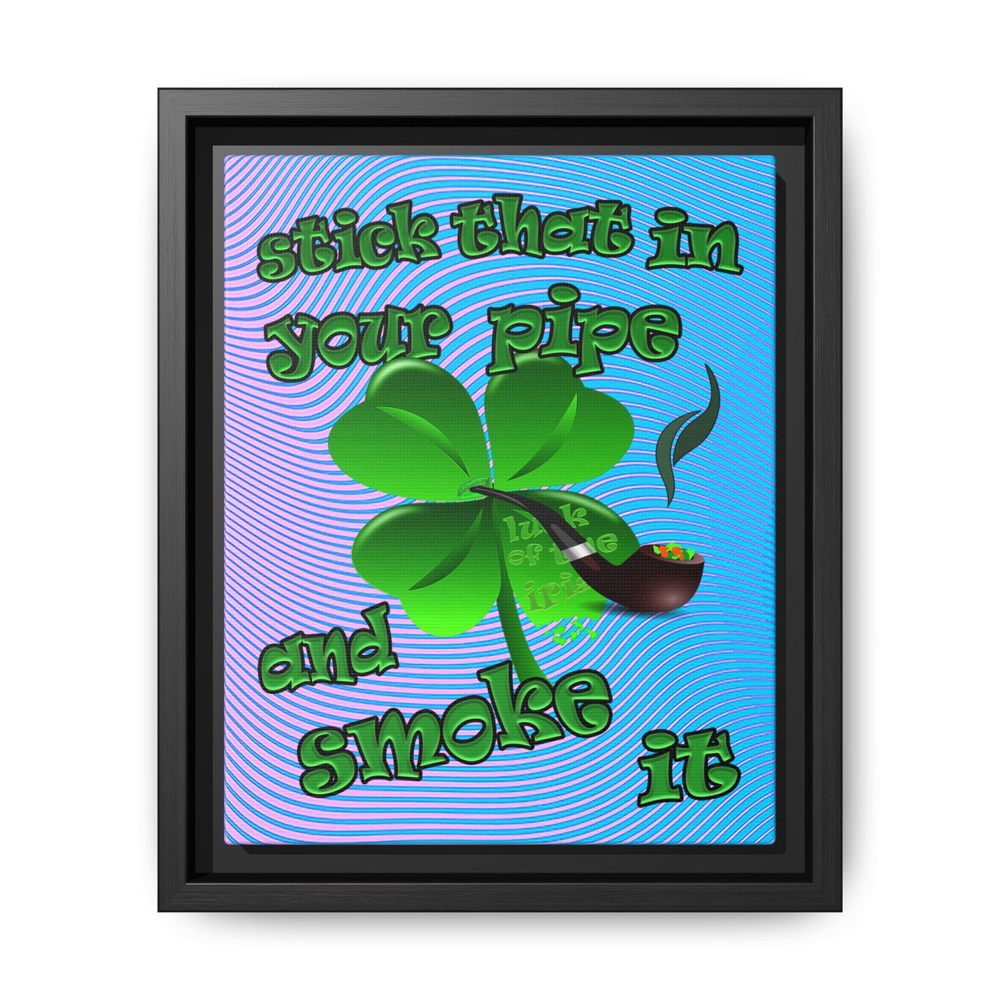 stick that in your pipe and smoke it - framed canvas art (light blue-purple wave)