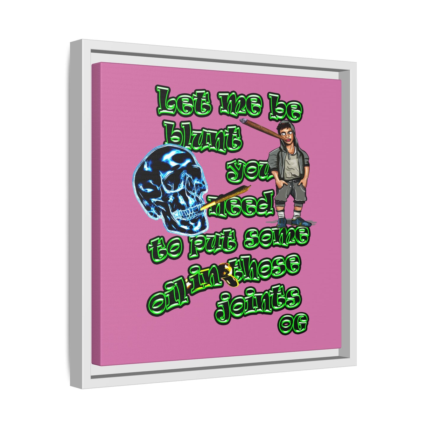 og - framed canvas art (light pink)