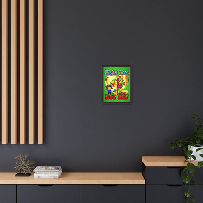 love peace - framed canvas art (green turf)
