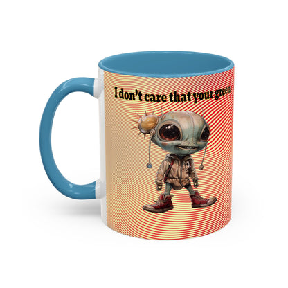 I don't care that your grey - Accent Mug (yellow-orange wave)