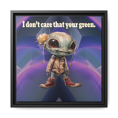 I don't care that your green - framed canvas art (grey-pink wave)