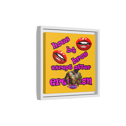 hoes b4 bros - framed canvas art (yellow)
