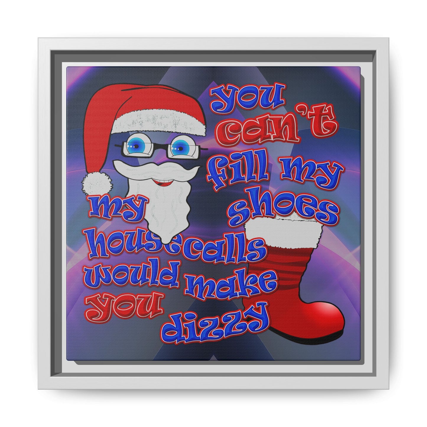 santa's shoes - framed canvas art (grey-pink wave)