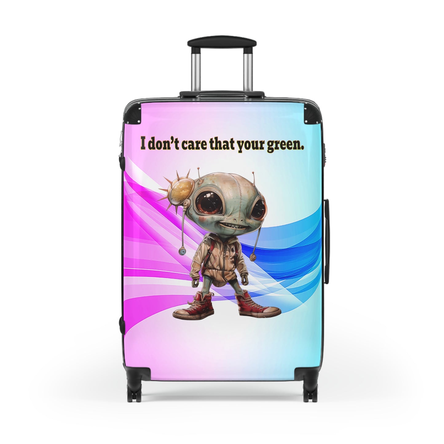 I don't care that your green - Suitcase (light blue-pink wave)