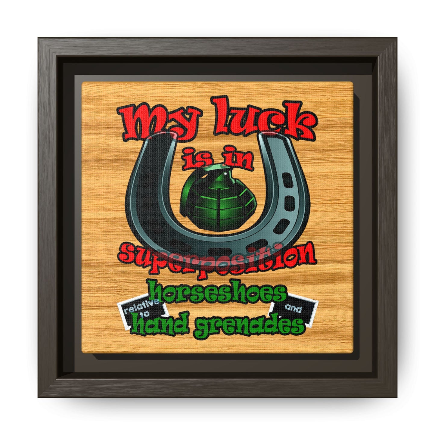 my luck - framed canvas art (butterscotch wood finish)
