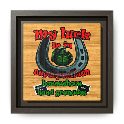 my luck - framed canvas art (butterscotch wood finish)