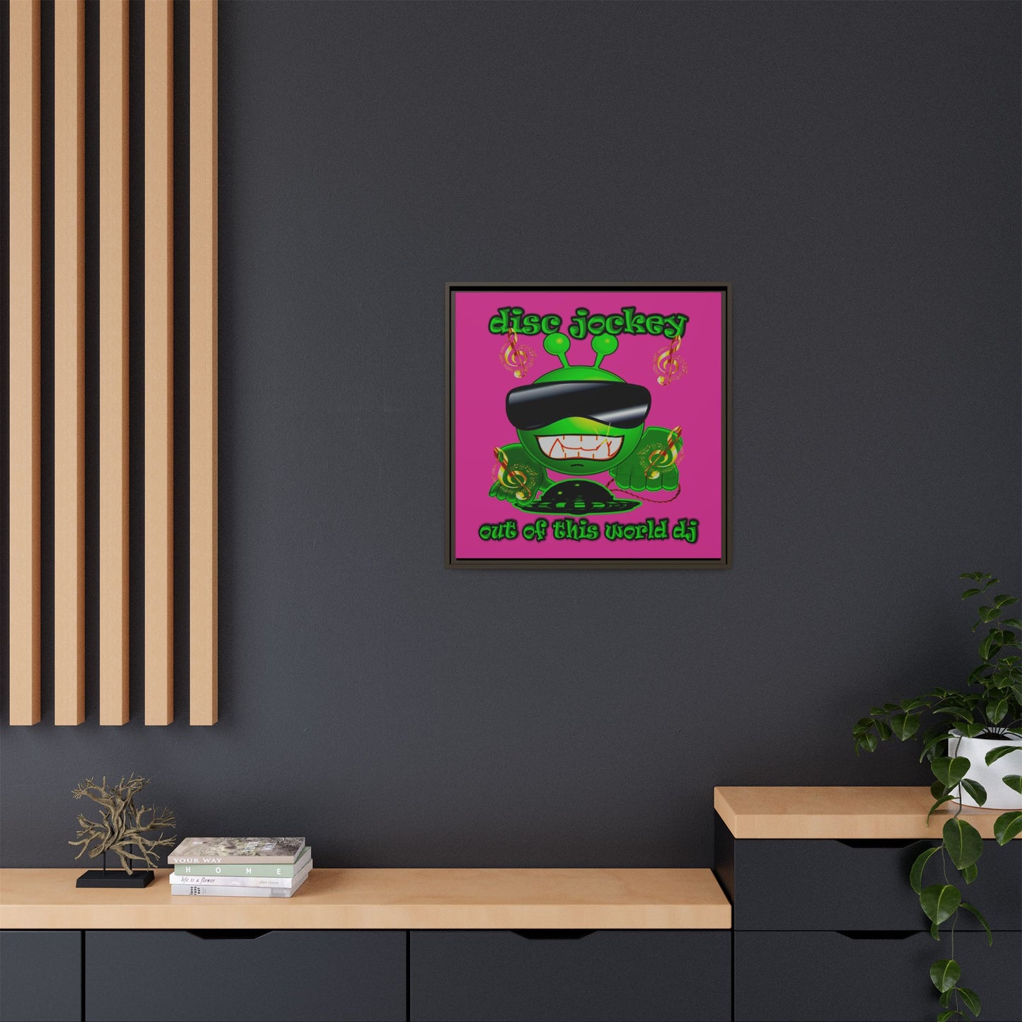 disc jockey - framed canvas art (pink)