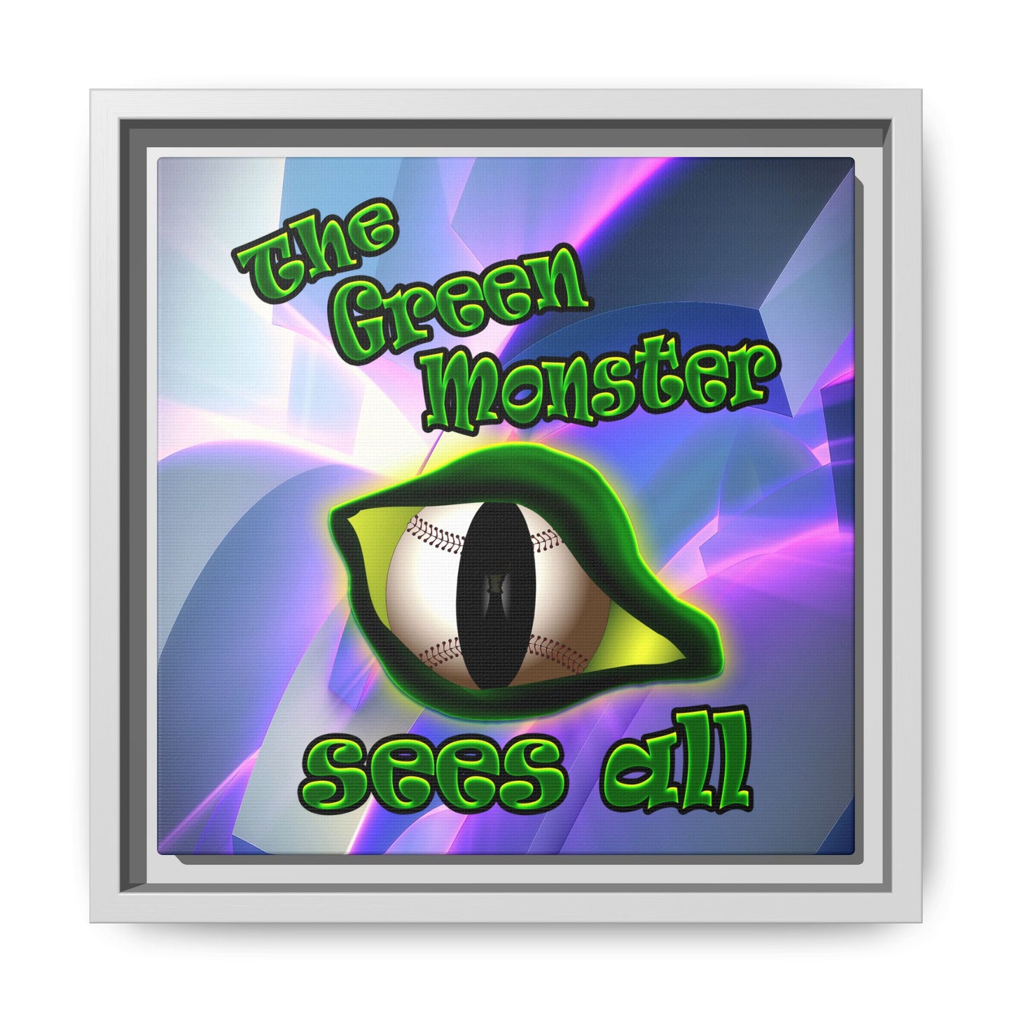 green monster - framed canvas art (grey-pink wave)