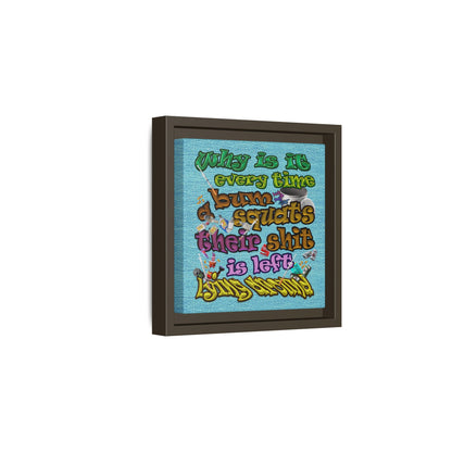 the bum's shit - framed canvas art (faded blue)