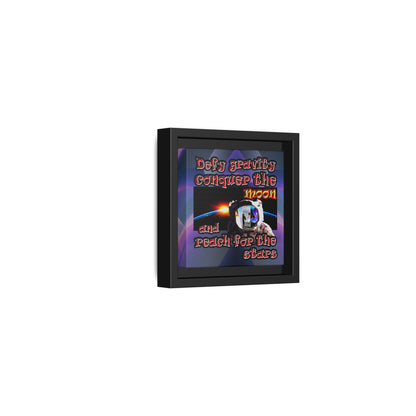 defy conquer reach - framed canvas art (grey-pink wave)
