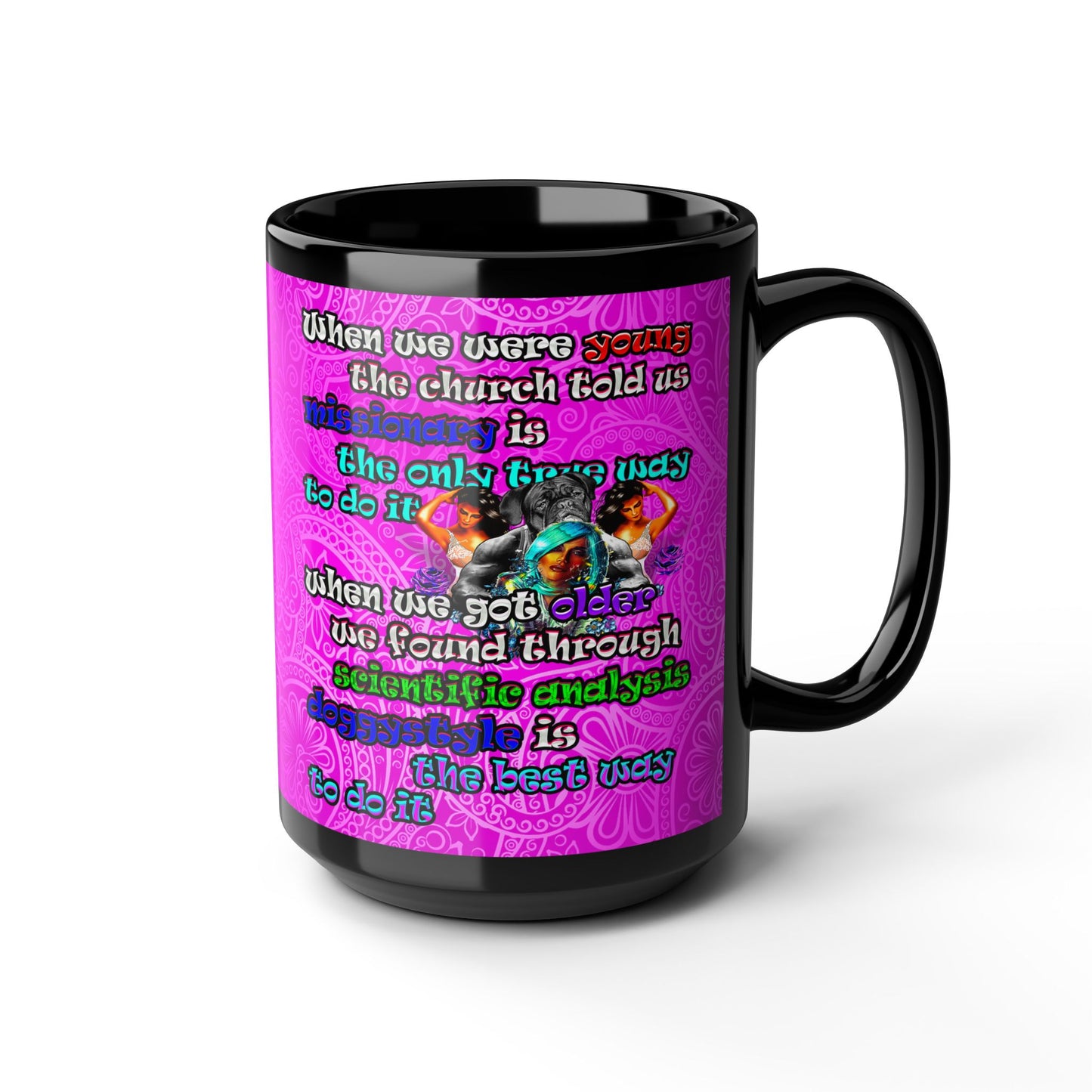 doggystyle - Black Mug (pink swirl)