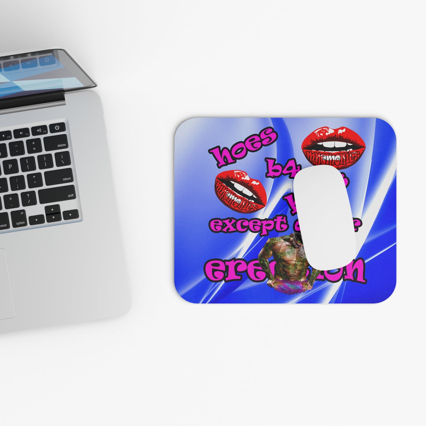 hoes b4 bros - Mouse Pad (Rectangle) (blue-white wave)