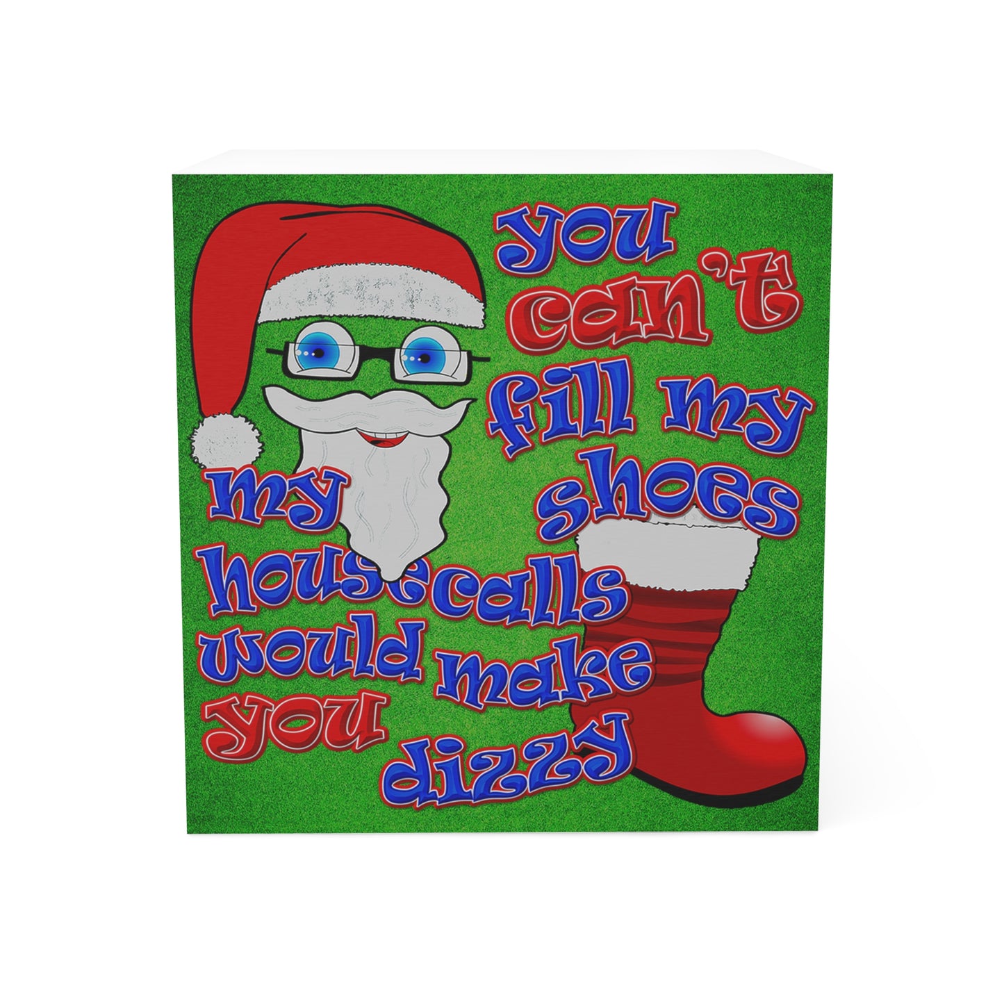 santa's shoes - note cube (green turf)
