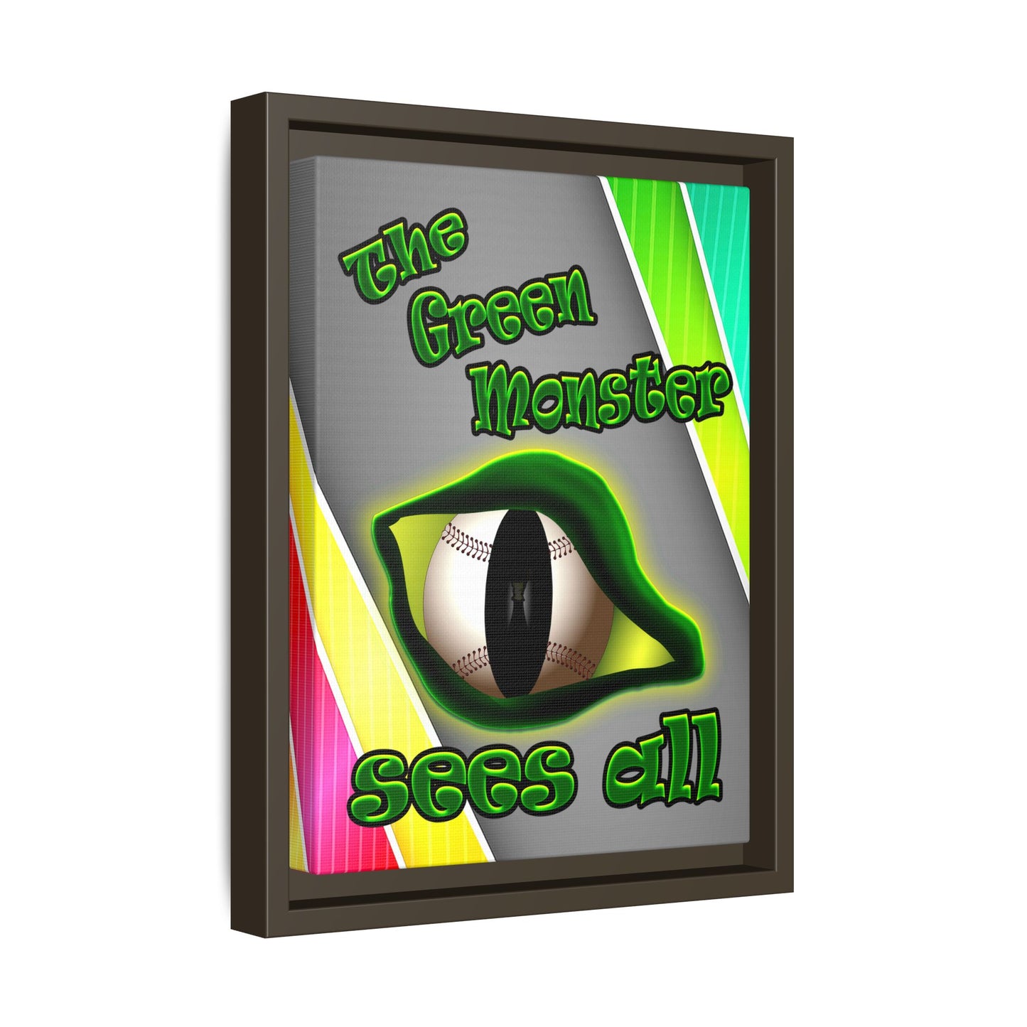 green monster - framed canvas art (rainbow split)