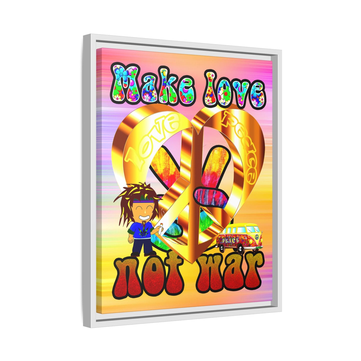 love peace - framed canvas art (color blur)