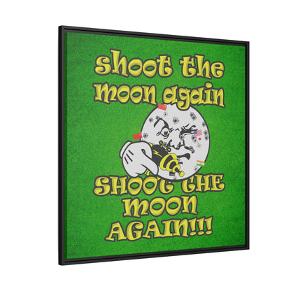 shoot the moon again - framed canvas art (green turf)
