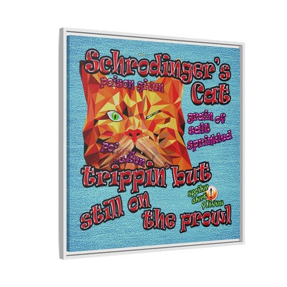schrodinger's cat - framed canvas art (faded blue)