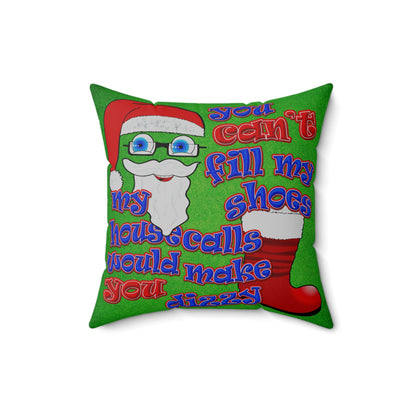 santa's shoes - Spun Polyester Square Pillow - (green turf)