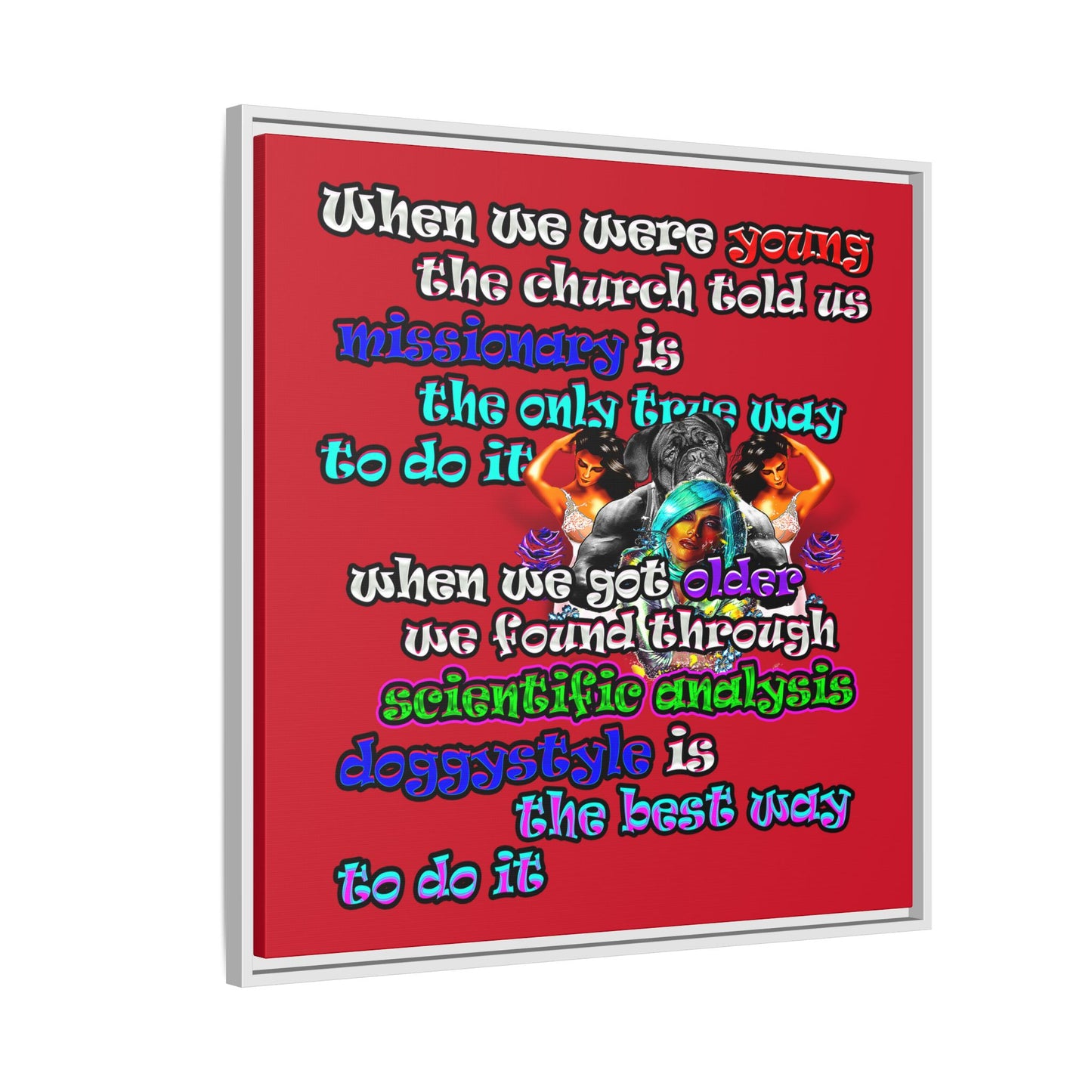 doggystyle - framed canvas art (dark red)