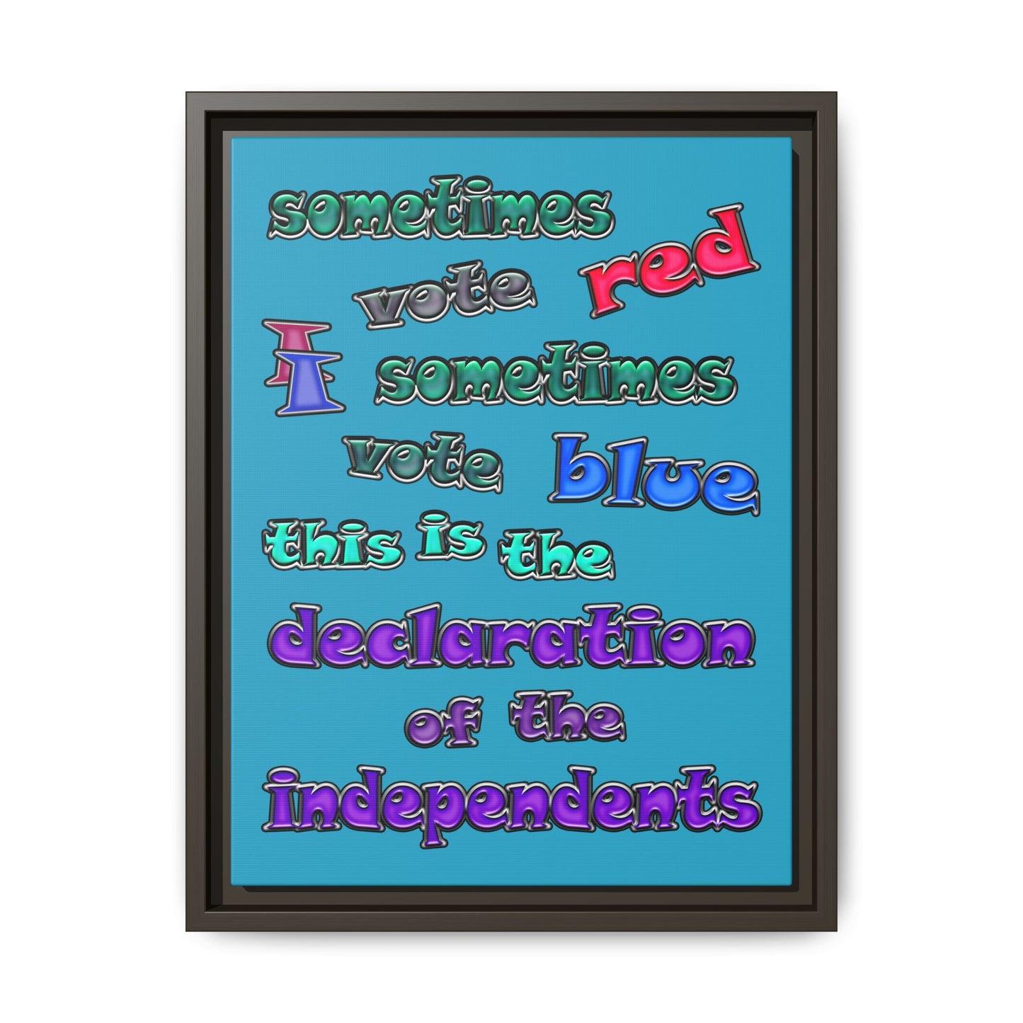 declaration of the independents - framed canvas art (turquoise)
