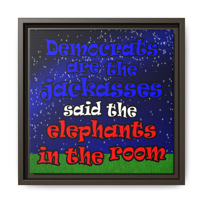donkeys and elephants - framed canvas art ('snoops' background)