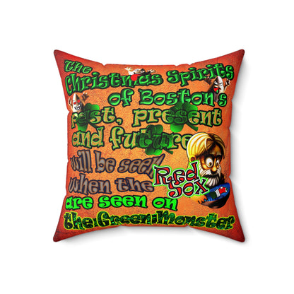 christmas spirits of boston - Spun Polyester Square Pillow - (burnt orange)