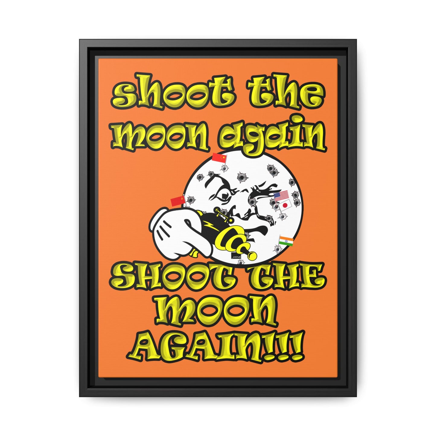 shoot the moon again - framed canvas art (crusta)