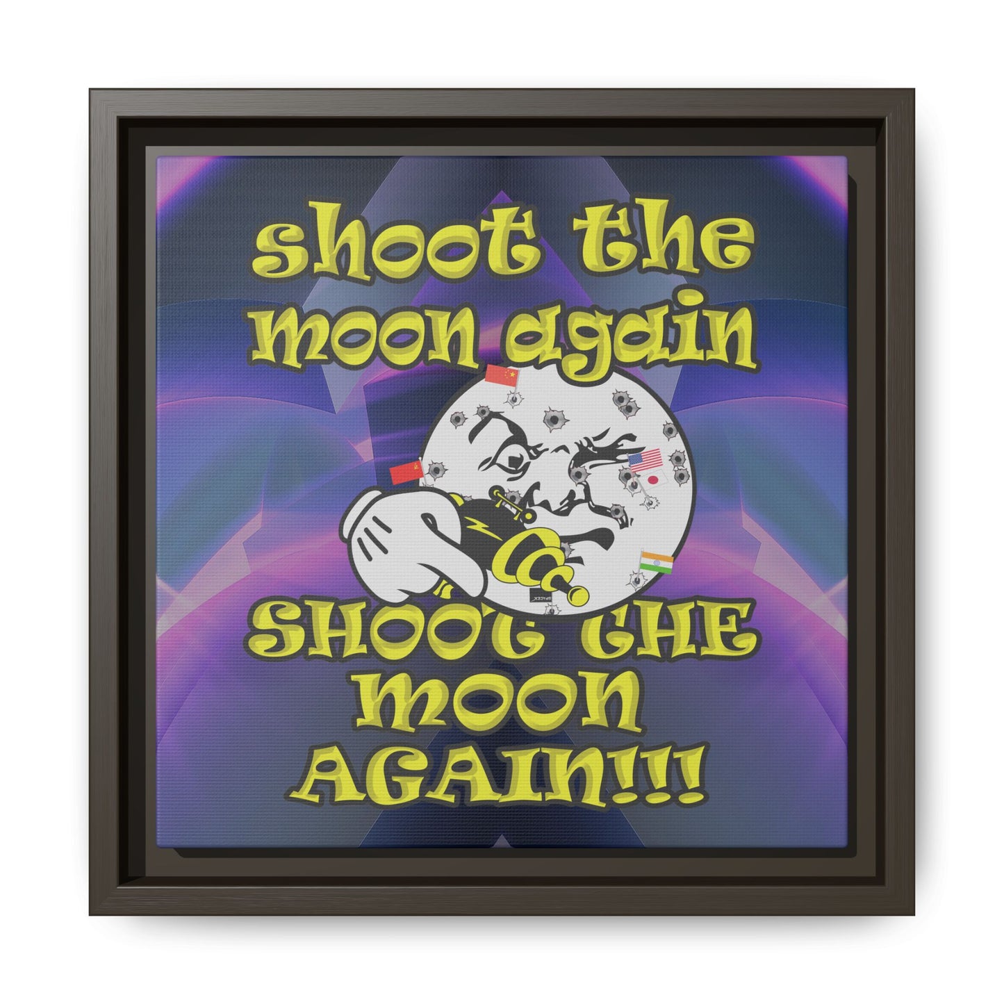 shoot the moon again - framed canvas art (grey-pink wave)