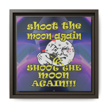 shoot the moon again - framed canvas art (grey-pink wave)