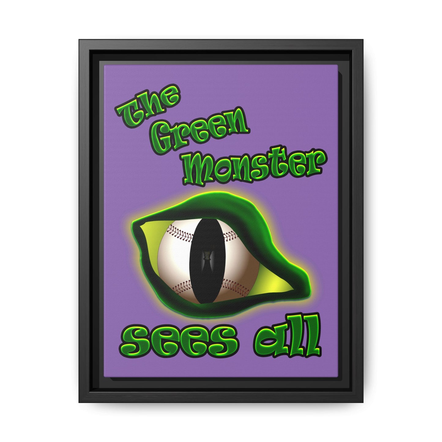 green monster - framed canvas art (light purple)