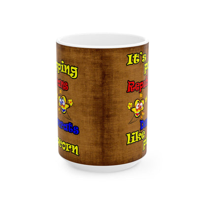 popping like popcorn - White Mug (brown papyrus)
