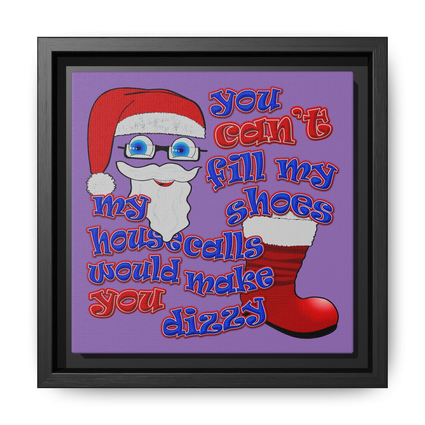 santa's shoes - framed canvas art (light purple)