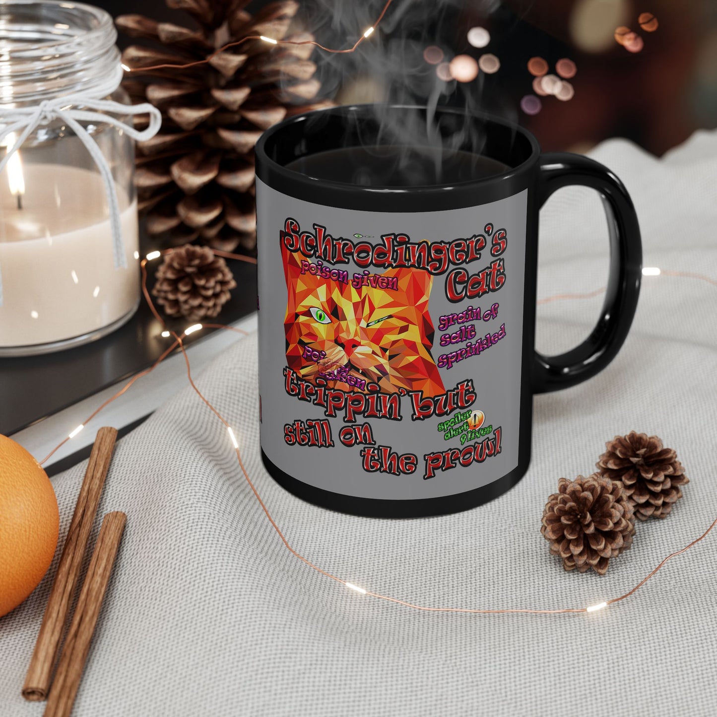 schrodinger's cat - Black Mug (grey)