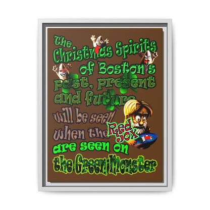 christmas spirits of boston - framed canvas art (brown)