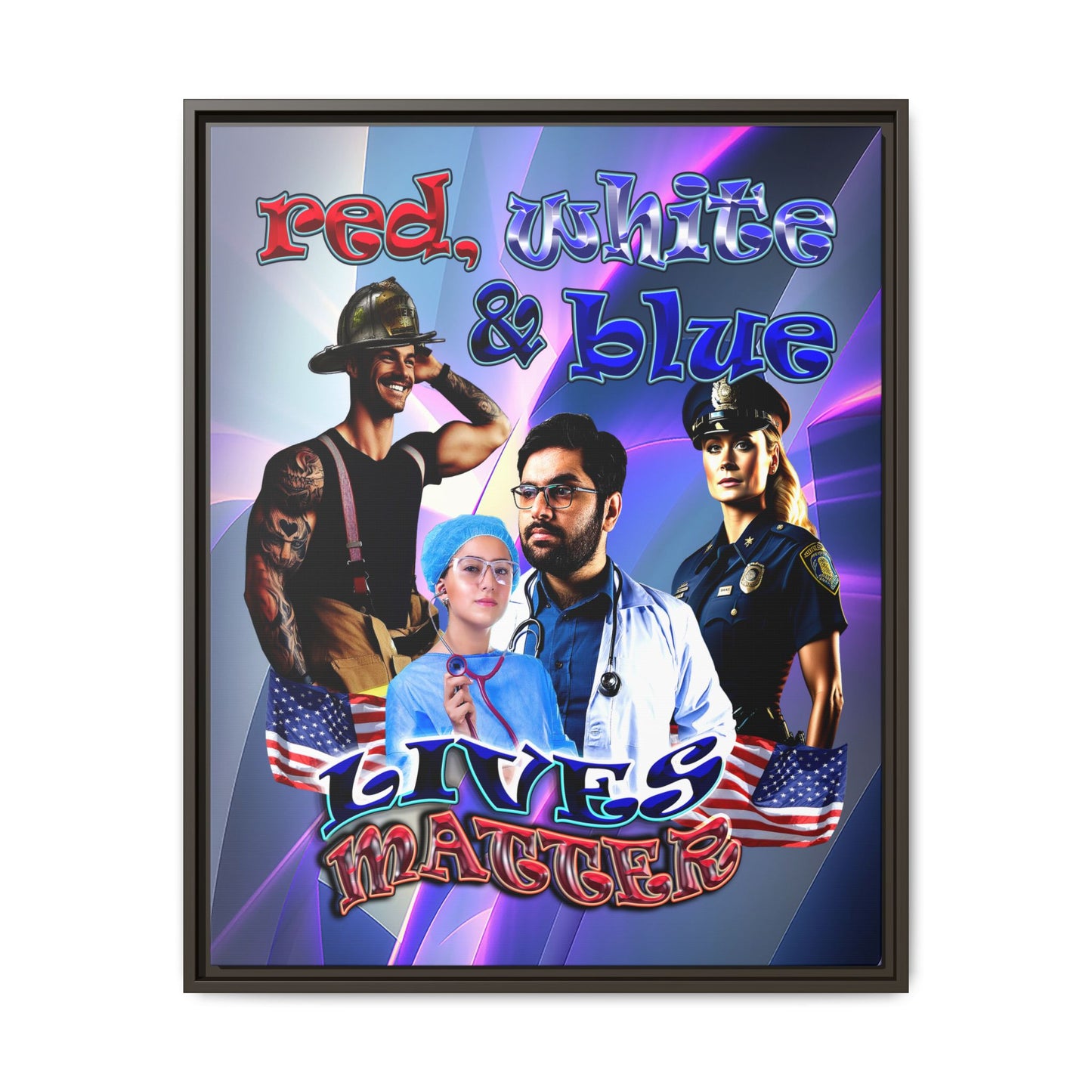 rw&b lives matter - framed canvas art (grey-pink wave)