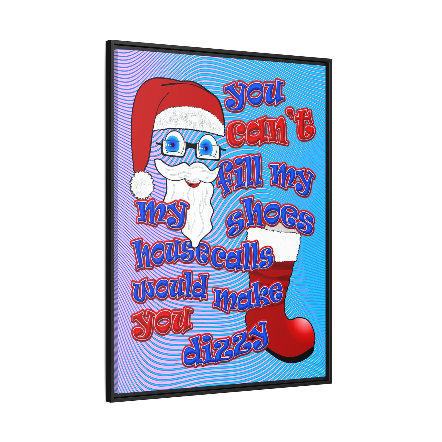 santa's shoes - framed canvas art (light blue-purple wave)