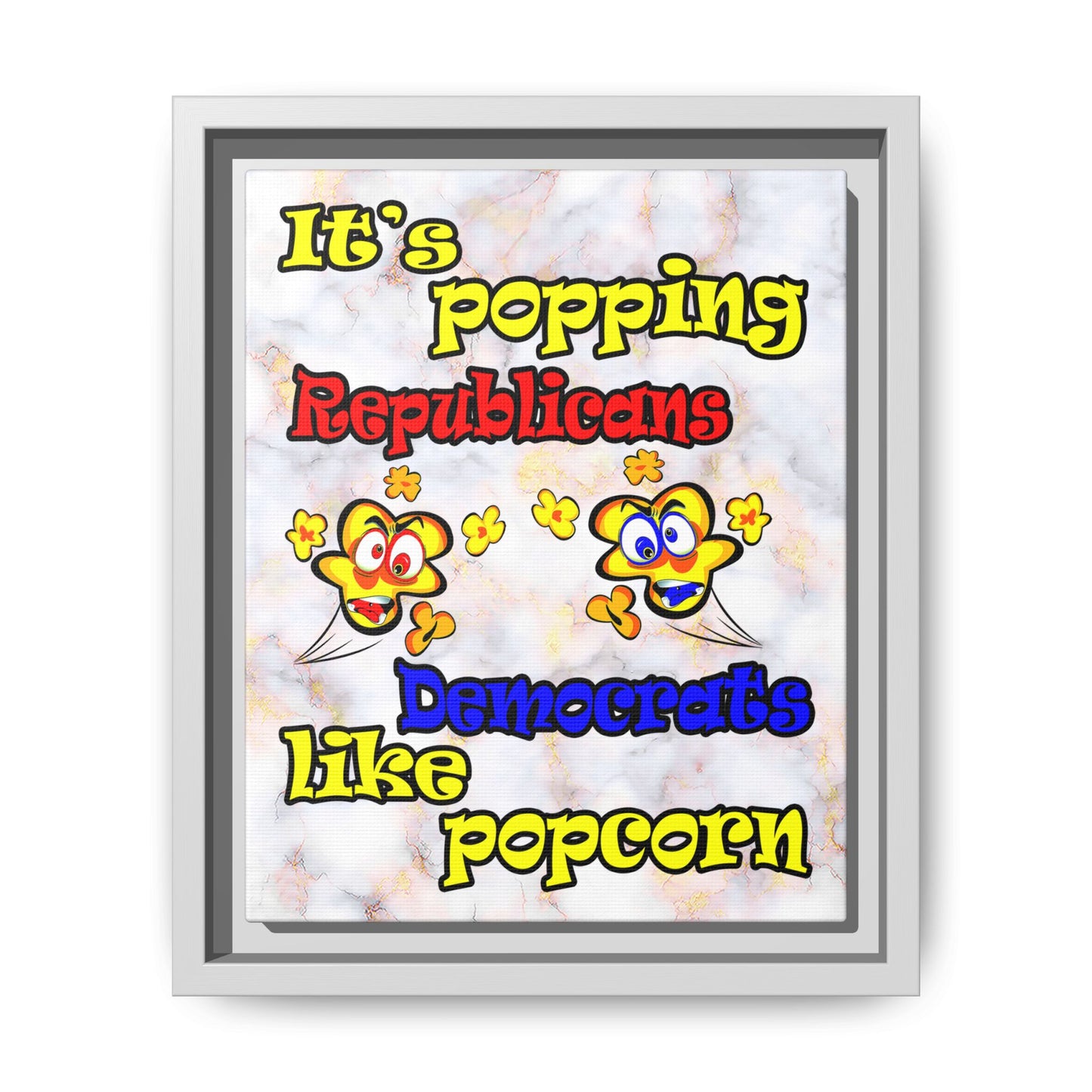 popping like popcorn - framed canvas art (white marble)