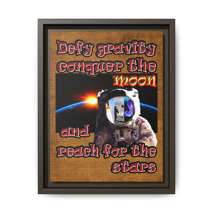 defy conquer reach - framed canvas art (brown papyrus)