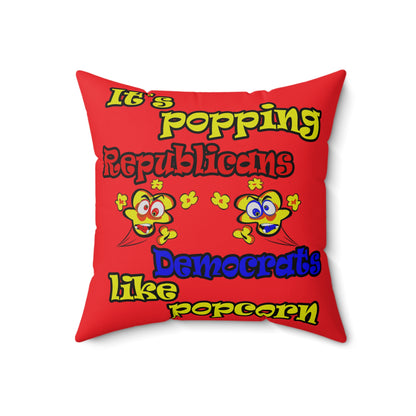 popping like popcorn - Spun Polyester Square Pillow - (red)