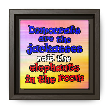 donkeys and elephants - framed canvas art (color blur)