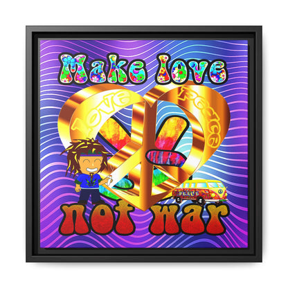 love peace - framed canvas art (purple wave)