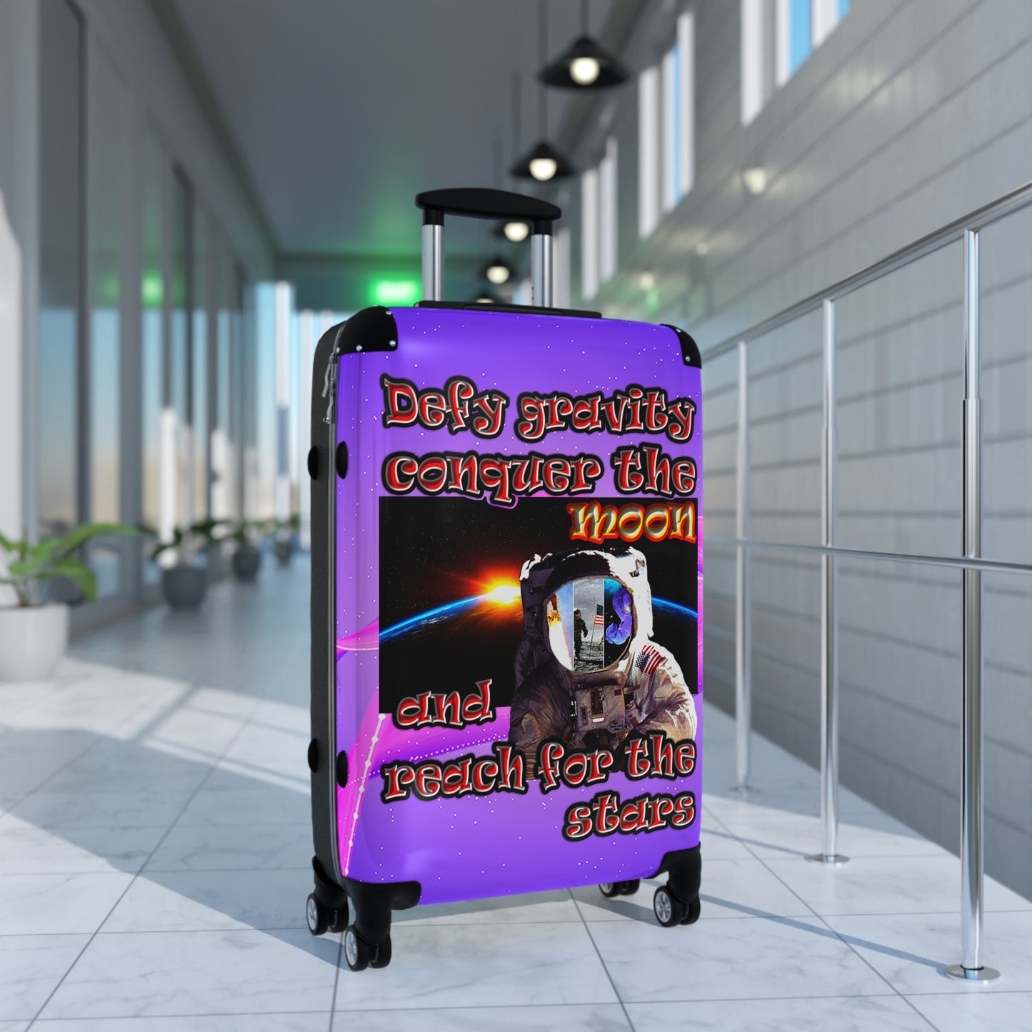 defy conquer reach - suitcase (purple-pink wave)